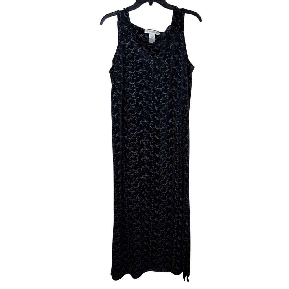Whimsygoth Velvet Maxi Dress Sleeveless Floral Black M Dark Fairy Festival